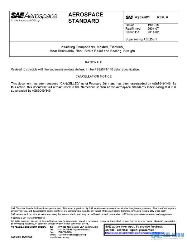 SAE AS5258/1A PDF SAE AS5258/1A PDF