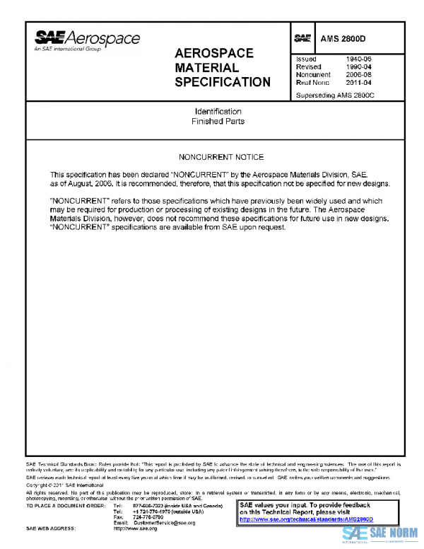 SAE AMS2800D PDF SAE AMS2800D PDF