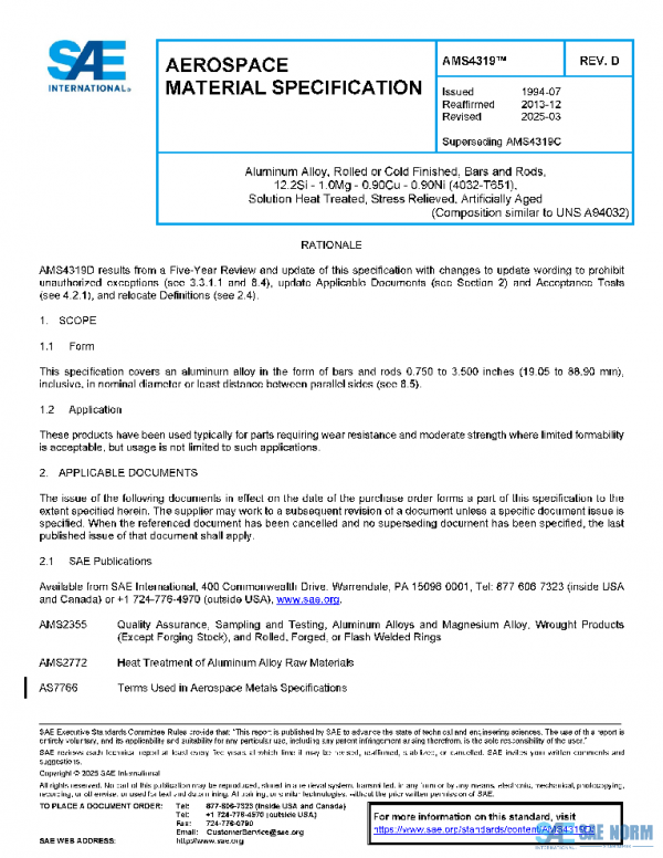 SAE AMS4319D PDF SAE AMS4319D PDF
