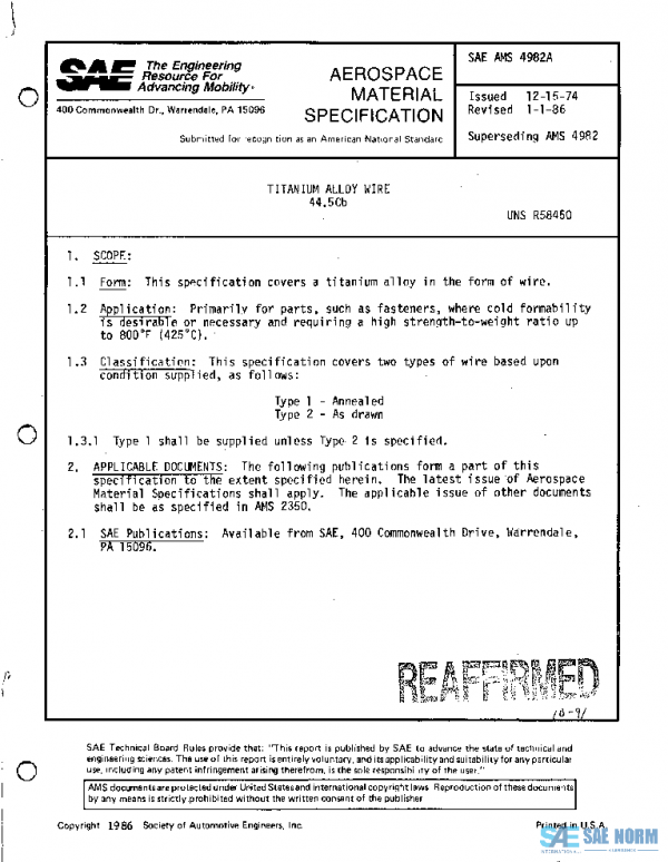 SAE AMS4982A PDF SAE AMS4982A PDF