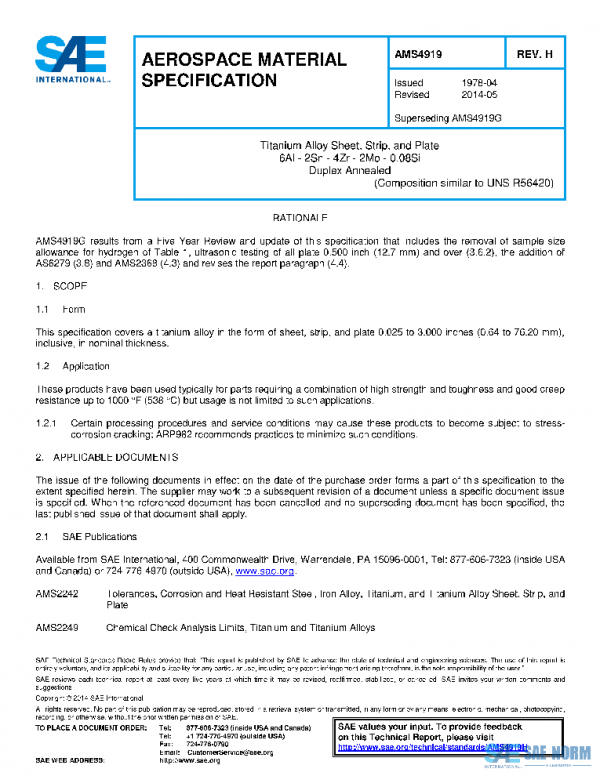 SAE AMS4919H PDF