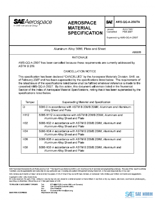 SAE AMSQQA250/7A PDF