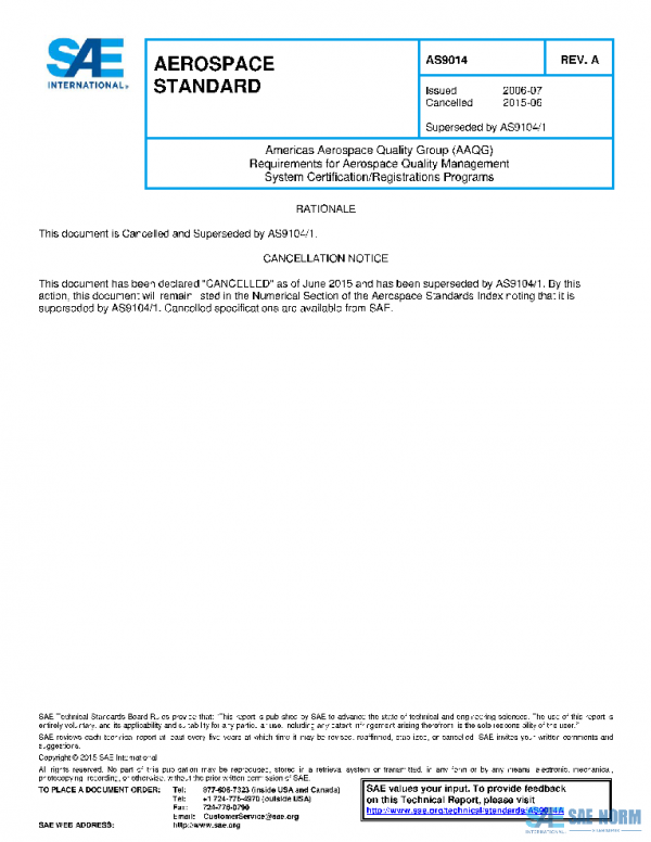SAE AS9014A PDF