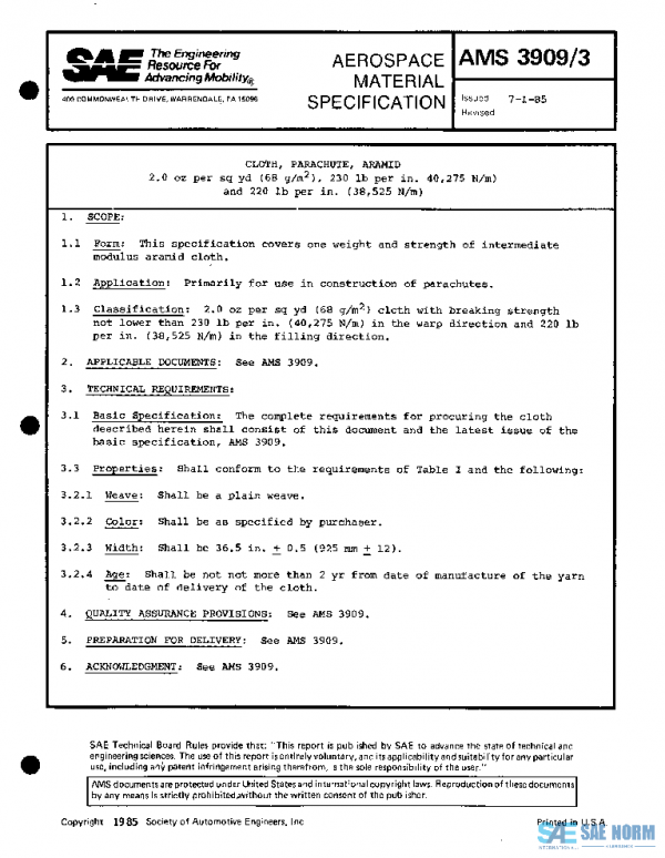 SAE AMS3909/3 PDF SAE AMS3909/3 PDF