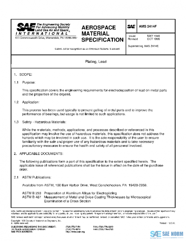 SAE AMS2414F PDF SAE AMS2414F PDF