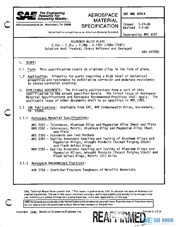 SAE AMS4201A PDF SAE AMS4201A PDF