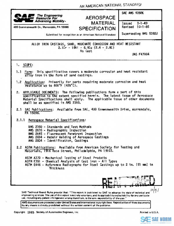 SAE AMS5392K PDF SAE AMS5392K PDF