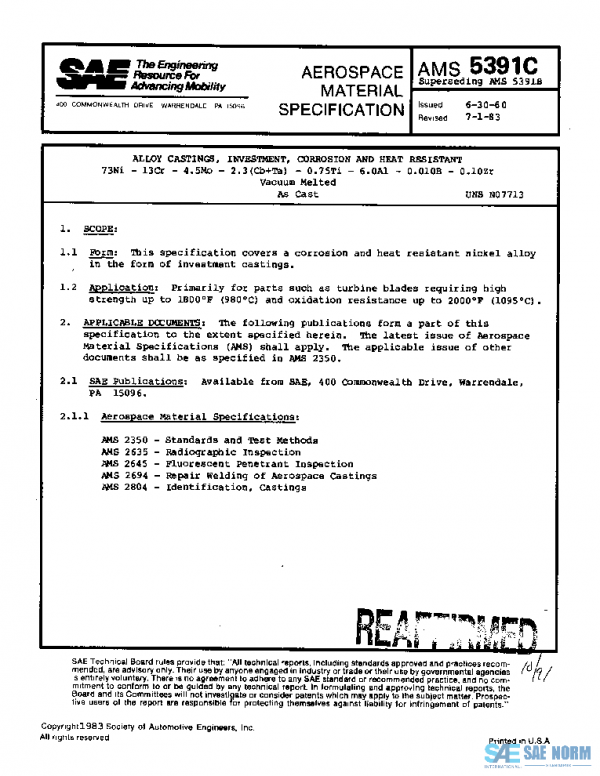 SAE AMS5391C PDF SAE AMS5391C PDF
