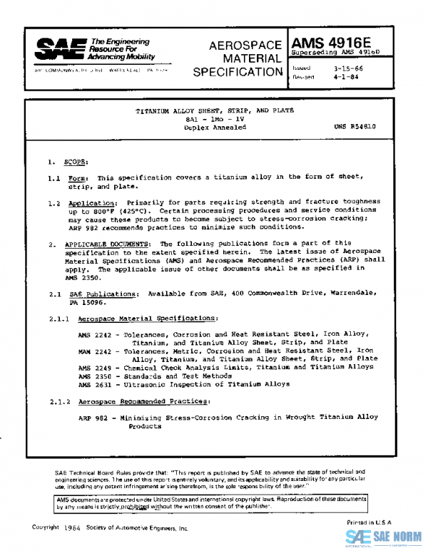 SAE AMS4916E PDF SAE AMS4916E PDF
