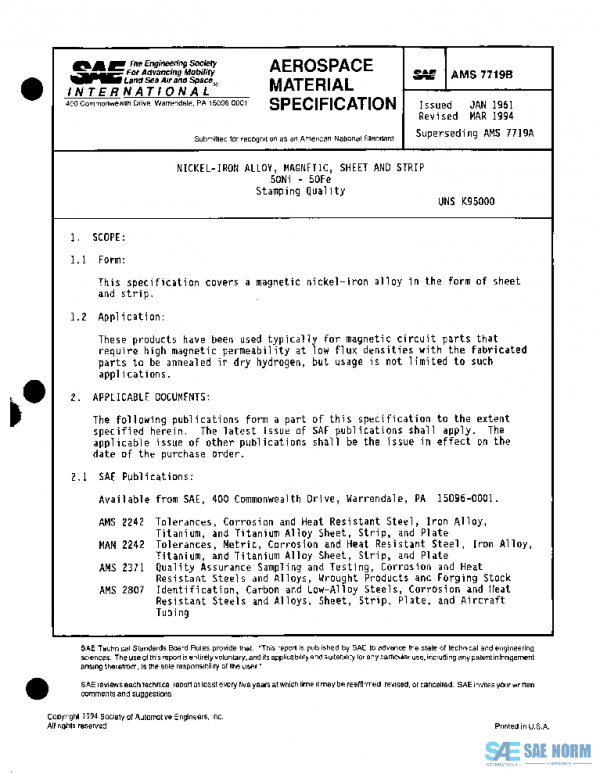 SAE AMS7719B PDF SAE AMS7719B PDF