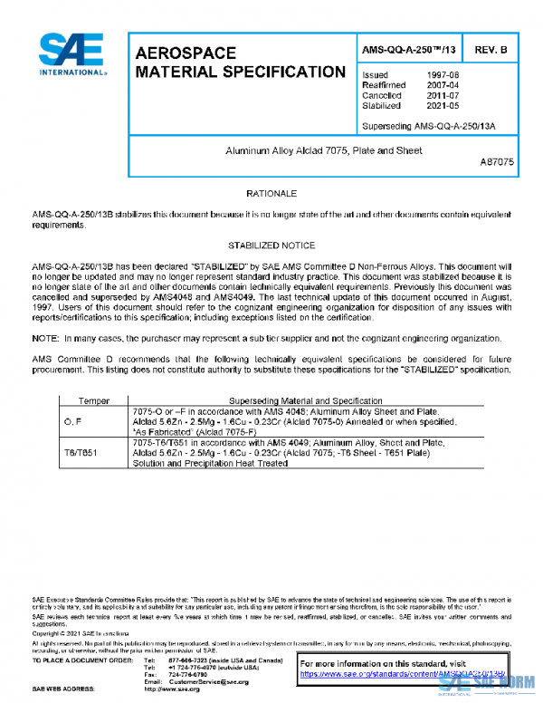 SAE AMSQQA250/13B PDF