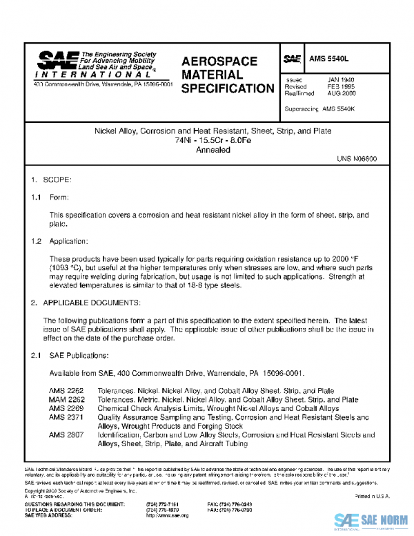 SAE AMS5540L PDF