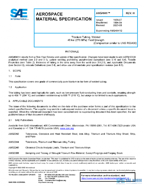 SAE AMS4941H PDF SAE AMS4941H PDF