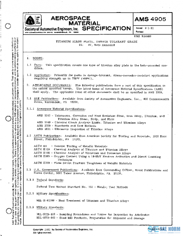 SAE AMS4905 PDF SAE AMS4905 PDF