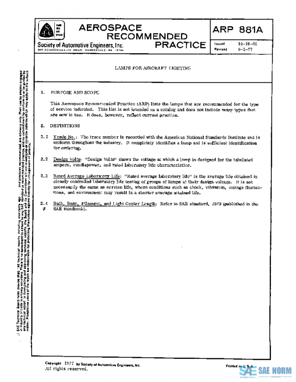 SAE ARP881A PDF