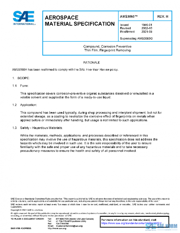 SAE AMS3065H PDF SAE AMS3065H PDF