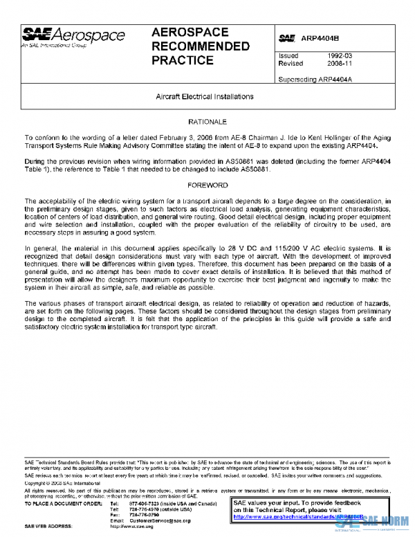 SAE ARP4404B PDF SAE ARP4404B PDF