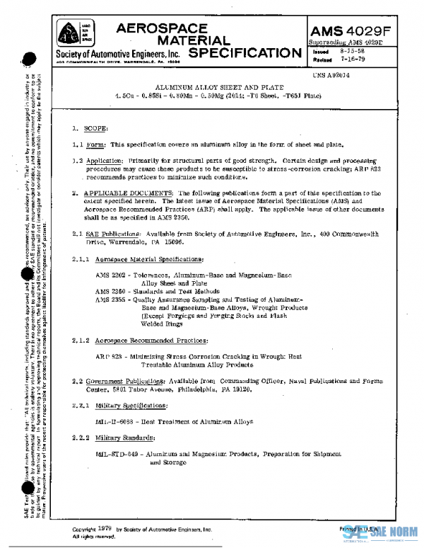 SAE AMS4029F PDF SAE AMS4029F PDF