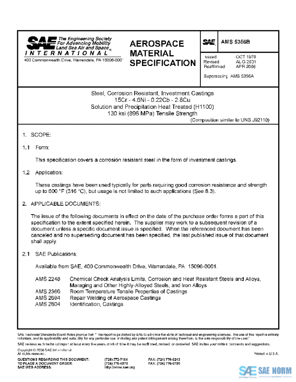 SAE AMS5356B PDF SAE AMS5356B PDF