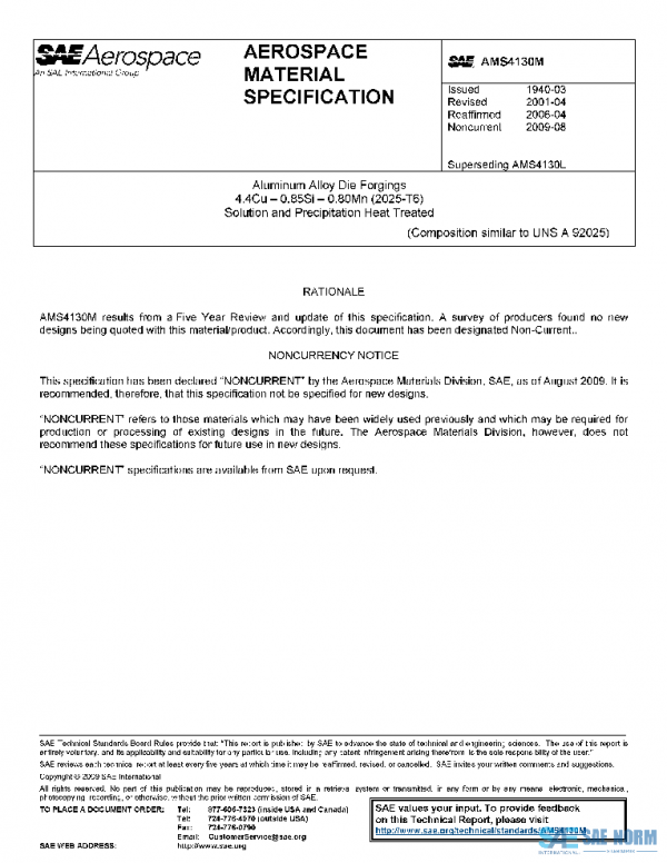 SAE AMS4130M PDF SAE AMS4130M PDF