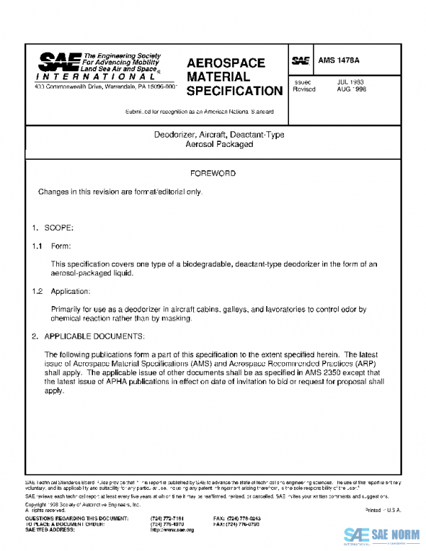 SAE AMS1478A PDF SAE AMS1478A PDF