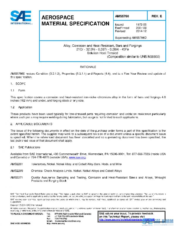 SAE AMS5766E PDF SAE AMS5766E PDF