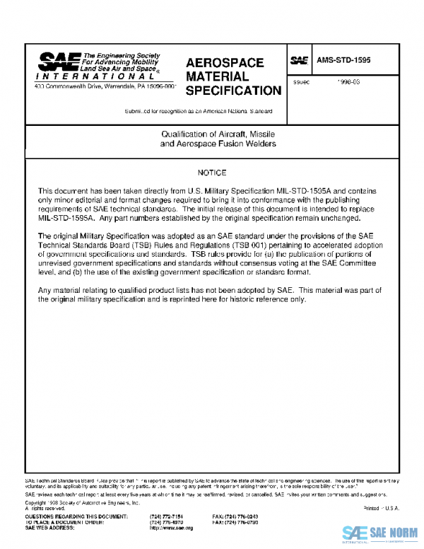 SAE AMSSTD1595 PDF