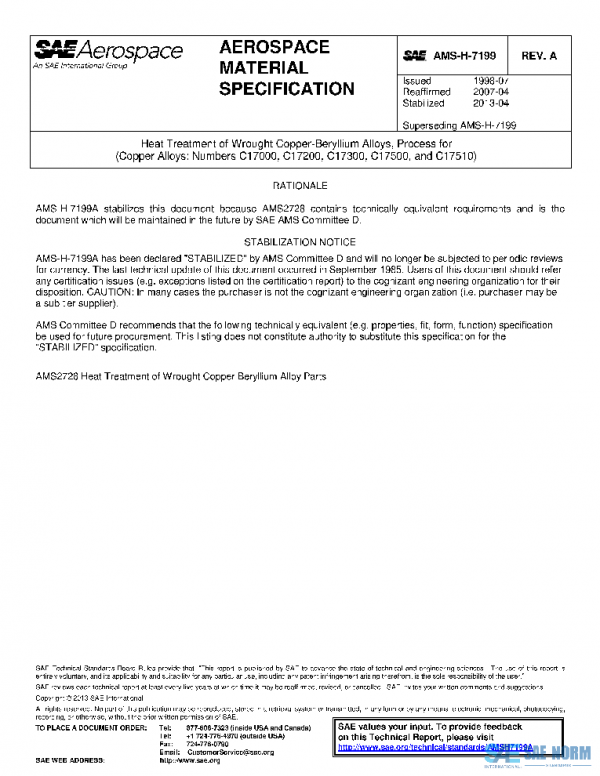 SAE AMSH7199A PDF SAE AMSH7199A PDF