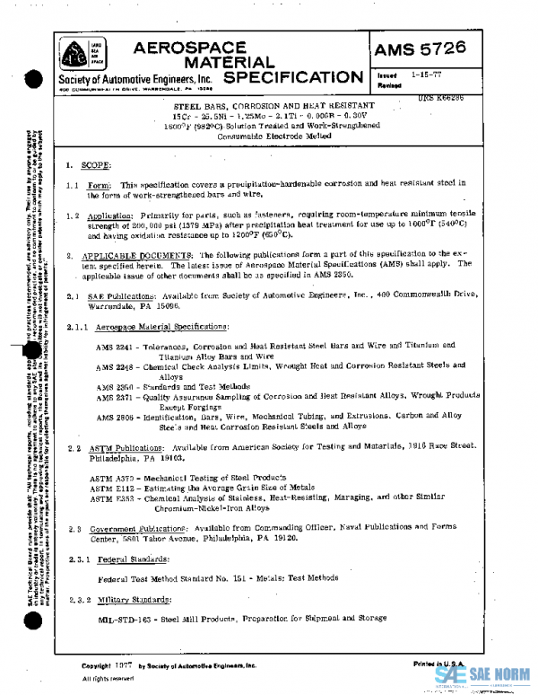SAE AMS5726 PDF SAE AMS5726 PDF