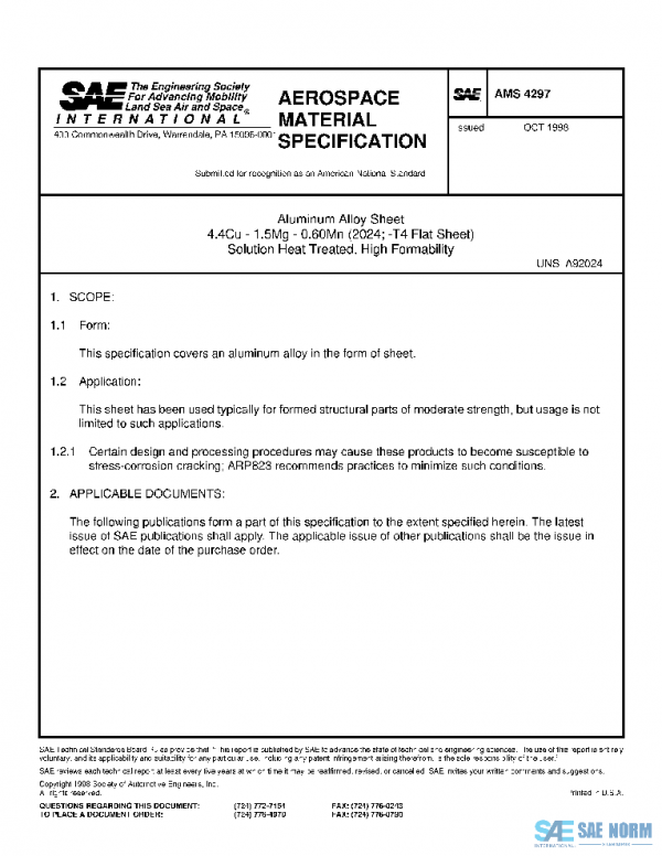 SAE AMS4297 PDF SAE AMS4297 PDF