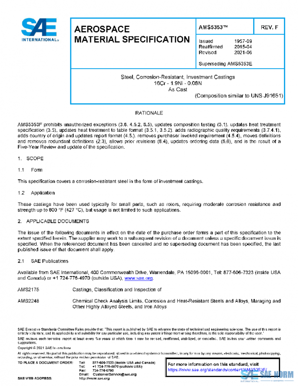 SAE AMS5353F PDF SAE AMS5353F PDF