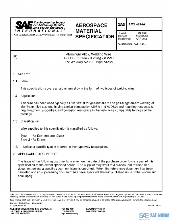 SAE AMS4244A PDF SAE AMS4244A PDF