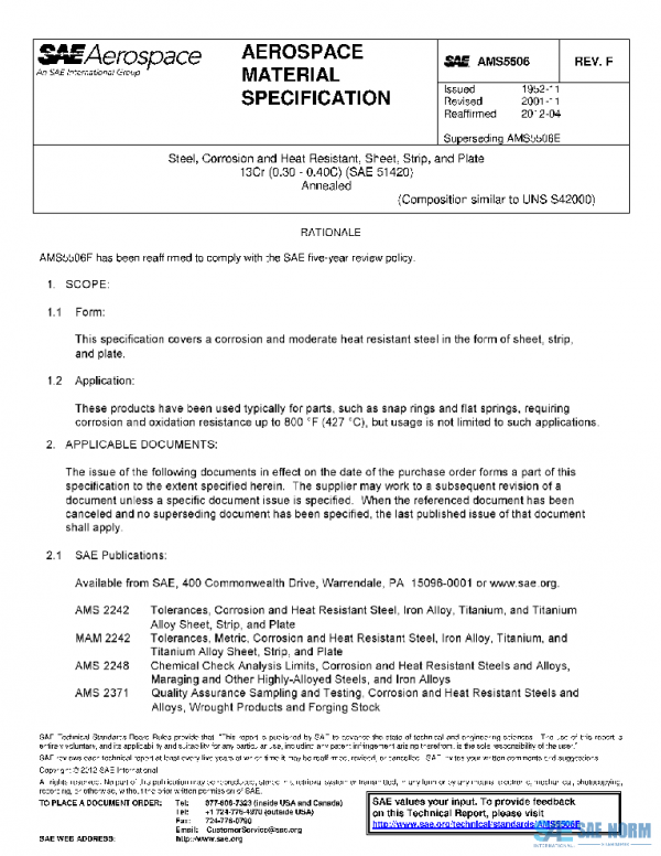 SAE AMS5506F PDF SAE AMS5506F PDF