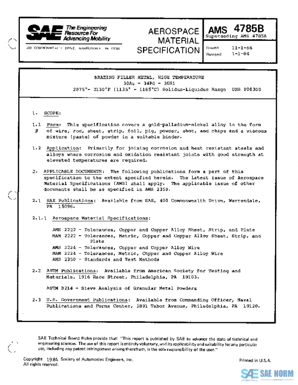 SAE AMS4785B PDF