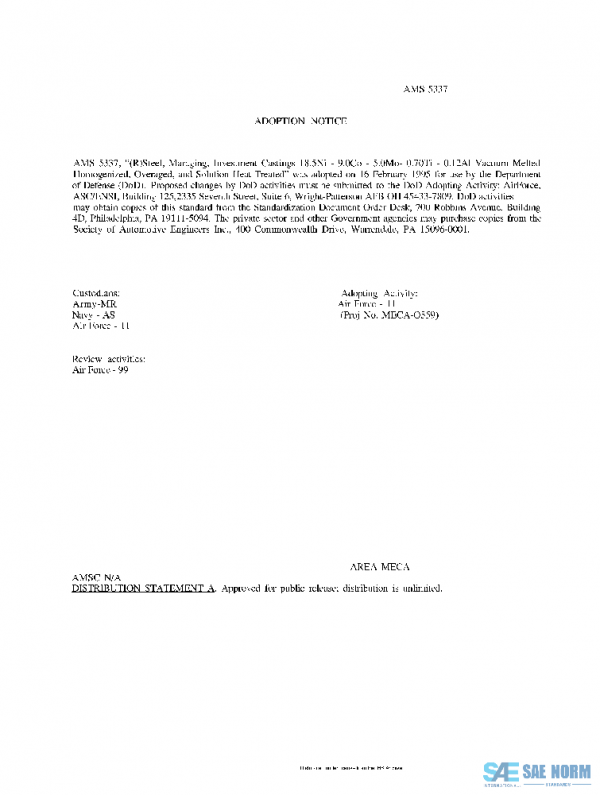 SAE AMS5337B PDF SAE AMS5337B PDF