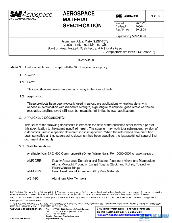 SAE AMS4330B PDF SAE AMS4330B PDF