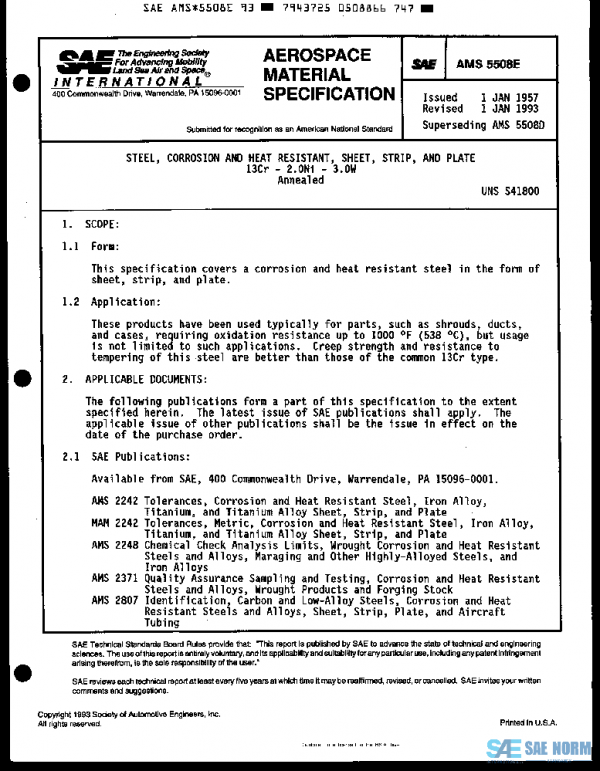 SAE AMS5508E PDF SAE AMS5508E PDF