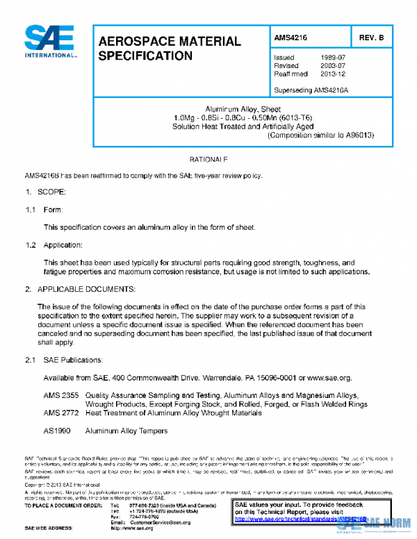 SAE AMS4216B PDF SAE AMS4216B PDF