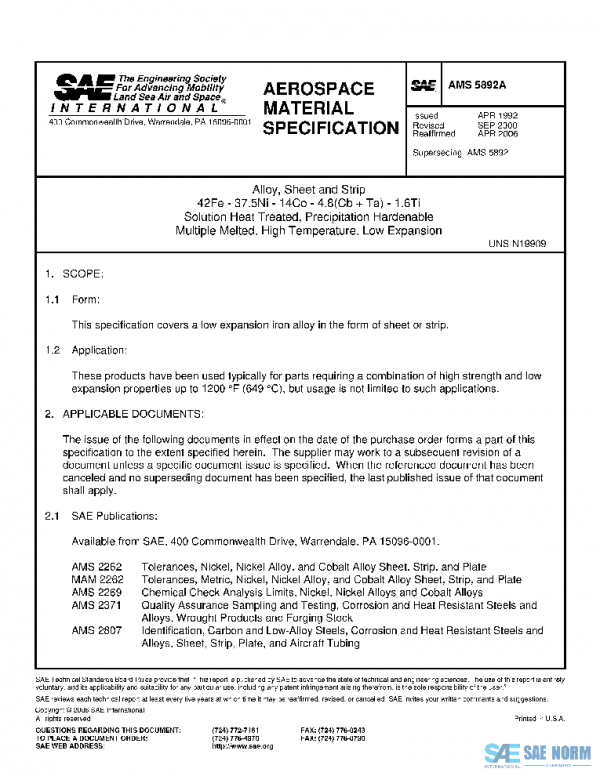 SAE AMS5892A PDF