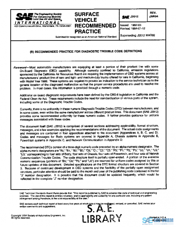 SAE J2012_199401 PDF