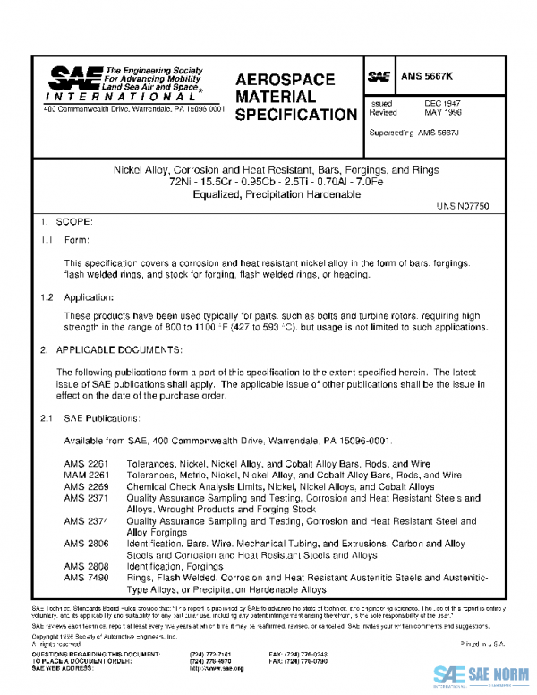 SAE AMS5667K PDF SAE AMS5667K PDF
