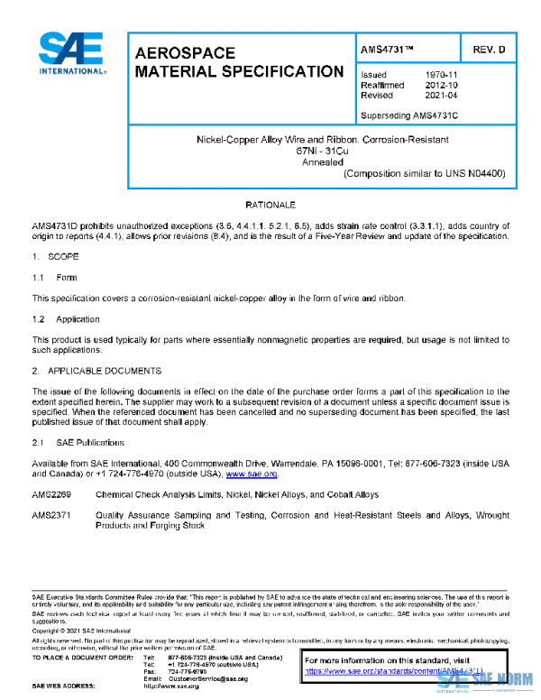 SAE AMS4731D PDF