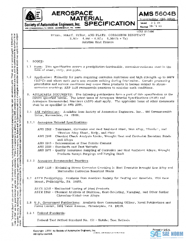 SAE AMS5604B PDF SAE AMS5604B PDF