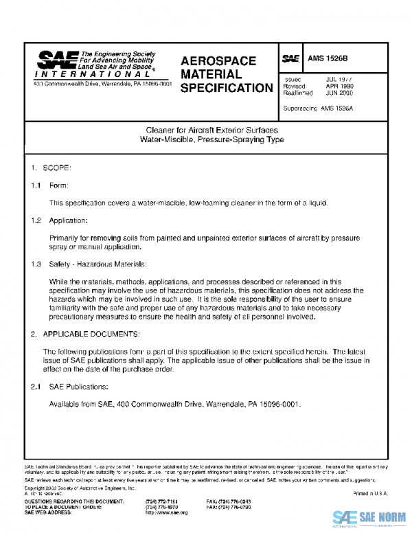 SAE AMS1526B PDF SAE AMS1526B PDF
