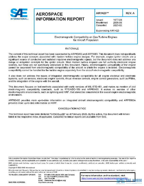 SAE AIR1423A PDF SAE AIR1423A PDF