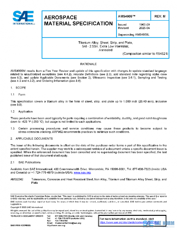 SAE AMS4909M PDF SAE AMS4909M PDF