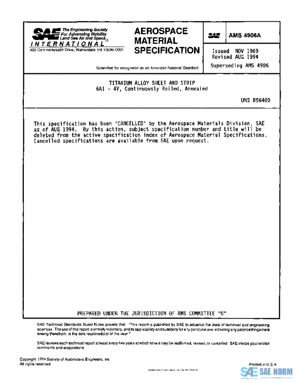 SAE AMS4906A PDF SAE AMS4906A PDF
