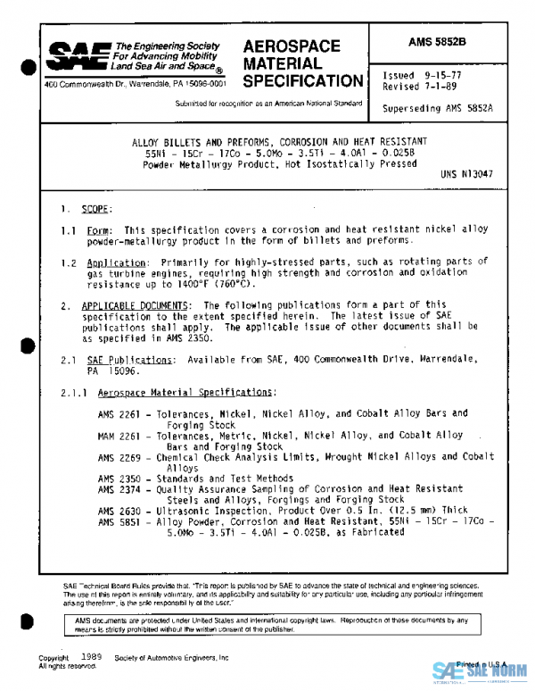 SAE AMS5852B PDF SAE AMS5852B PDF