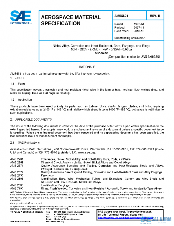 SAE AMS5891B PDF SAE AMS5891B PDF