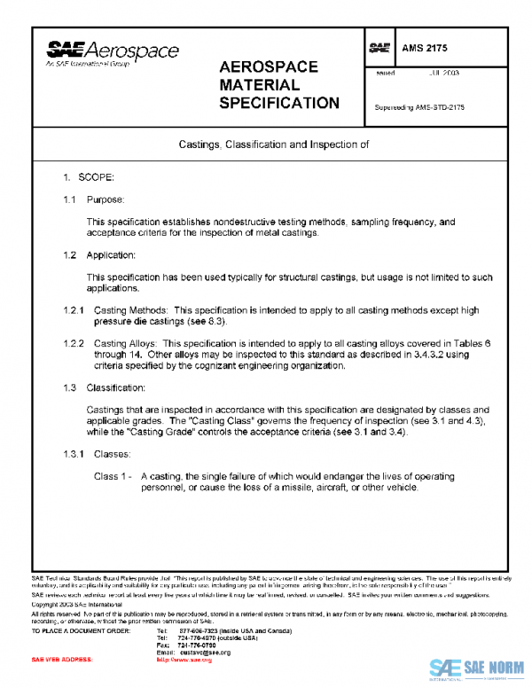 SAE AMS2175 PDF SAE AMS2175 PDF